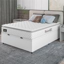 Ver imagem 6 de Cama Box Baú Casal Colchão Espuma D33 Pillow Top New Millenium 138x188x60cm Branco Hellen