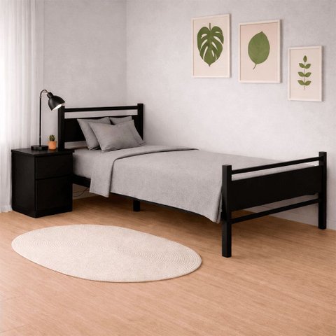 Cama Juvenil Solteiro Lilly com Colchão Solteiro 88cm Espuma D20 Klm Móveis