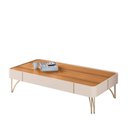 Ver imagem 1 de Mesa de Centro Decorativa Cadenza Mdp/mdf Pés de Aço Off White/cinamomo G26 - Hb Móveis