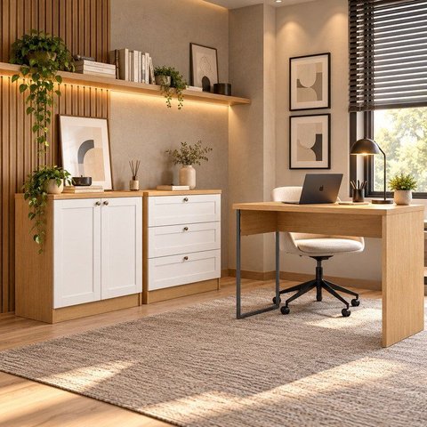 Conjunto de Escritório Composto 3 Peças 100% MDF Office