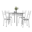 Ver imagem 1 de Conjunto de Mesa Sala de Jantar com 4 Cadeiras Leia Tubular Granito 1,20m Artefamol Branco / Floral