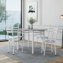 Ver imagem 2 de Conjunto de Mesa Sala de Jantar com 4 Cadeiras Leia Tubular Granito 1,20m Artefamol Branco / Floral
