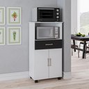Ver imagem 1 de Balcão Ipe 2pts Microo e Forno C/gav e Rodízios Branco/ Preto Saimys
