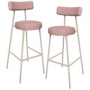 Ver imagem 1 de Kit 02 Banquetas Alta Bar Cozinha Sala de Jantar Aço Milão Arena L02 Linho Rosa - Lyam Decor