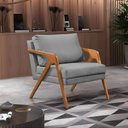 Ver imagem 1 de Poltrona Decorativa Mona Luxo Base Madeira Maciça Veludo Cinza