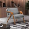 Poltrona Decorativa Mona Luxo Base Madeira Maciça Veludo Cinza - 1