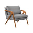 Ver imagem 2 de Poltrona Decorativa Mona Luxo Base Madeira Maciça Veludo Cinza