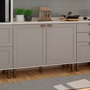 Balcão de Cozinha Genialflex Iluminata sem Tampo Branco Fendi