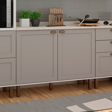 Balcão de Cozinha Genialflex Iluminata sem Tampo Branco Fendi