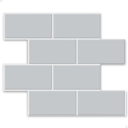 Pastilha Adesiva 3d Alto Relevo Decorativa Lorben Lavável Resinada Cinza com Rejunte Branco - 1