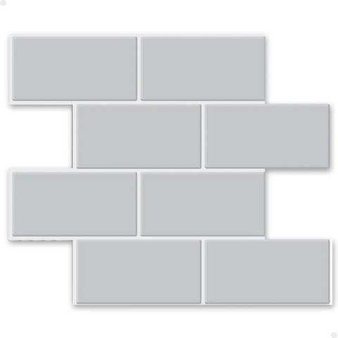 Pastilha Adesiva 3d Alto Relevo Decorativa Lorben Lavável Resinada Cinza com Rejunte Branco