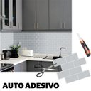 Ver imagem 4 de Pastilha Adesiva 3d Alto Relevo Decorativa Lorben Lavável Resinada Cinza com Rejunte Branco