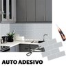 Pastilha Adesiva 3d Alto Relevo Decorativa Lorben Lavável Resinada Cinza com Rejunte Branco - 4