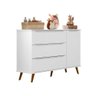 Quarto de Bebê Completo Retrô Melinda Berço 3 em 1 com Colchão Cômoda e Roupeiro 3 Portas Branco - 4