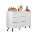 Ver imagem 4 de Quarto de Bebê Completo Retrô Melinda Berço 3 em 1 com Colchão Cômoda e Roupeiro 3 Portas Branco