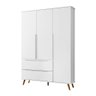 Quarto de Bebê Completo Retrô Melinda Berço 3 em 1 com Colchão Cômoda e Roupeiro 3 Portas Branco - 3