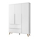 Ver imagem 3 de Quarto de Bebê Completo Retrô Melinda Berço 3 em 1 com Colchão Cômoda e Roupeiro 3 Portas Branco