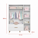 Ver imagem 5 de Quarto de Bebê Completo Retrô Melinda Berço 3 em 1 com Colchão Cômoda e Roupeiro 3 Portas Branco