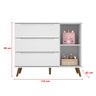 Quarto de Bebê Completo Retrô Melinda Berço 3 em 1 com Colchão Cômoda e Roupeiro 3 Portas Branco - 5