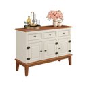 Ver imagem 1 de Balcão de Cozinha Madeira Maciça 113 cm 3 Portas 3 Gavetas Off White Willfama