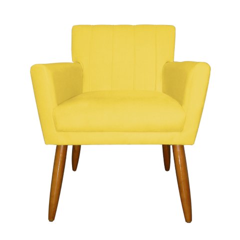 Poltrona Camila Estofada para Sala de Espera - Suede - Sv Decor:amarelo