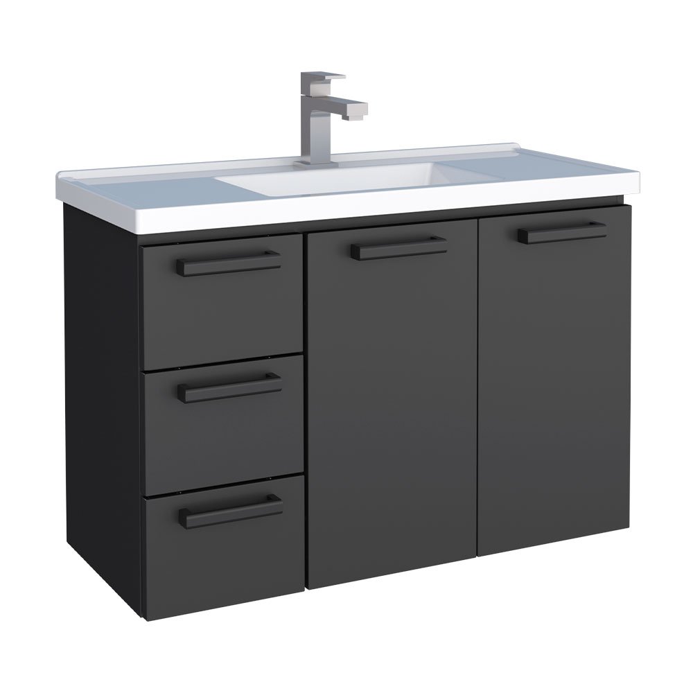 Gabinete Para Banheiro em Aço 3 Gavetas Damasco Preto - Cozimax ...