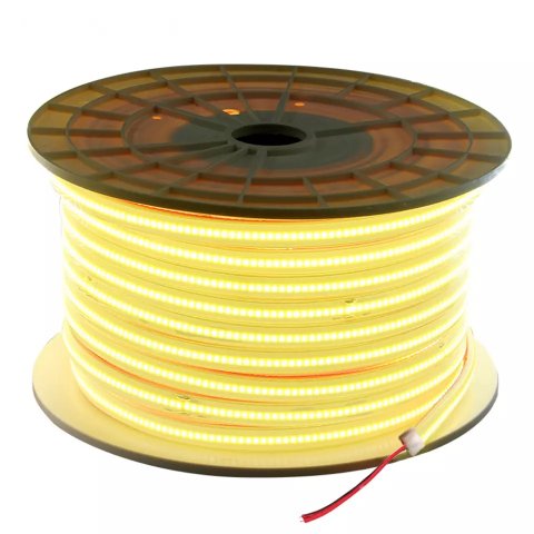 Mangueira Fita Led Cob Branco Quente Metro Achatada 220v Ip66 Externa