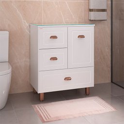 Conjunto para Banheiro Catarina 70cm com Pés Fabribam - Gabinete, Espelheira, Cuba e Vidro - 3
