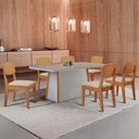 Ver imagem 1 de Mesa de Jantar Diane 180cm Tampo Mdf Vidro com 6 Cadeiras Copper Premium Moderna Mobília