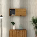 Ver imagem 4 de Armário Aéreo com Nicho e Porta Basculante 35x80x35cm Wlnp80 Lâmina Mel - Preto