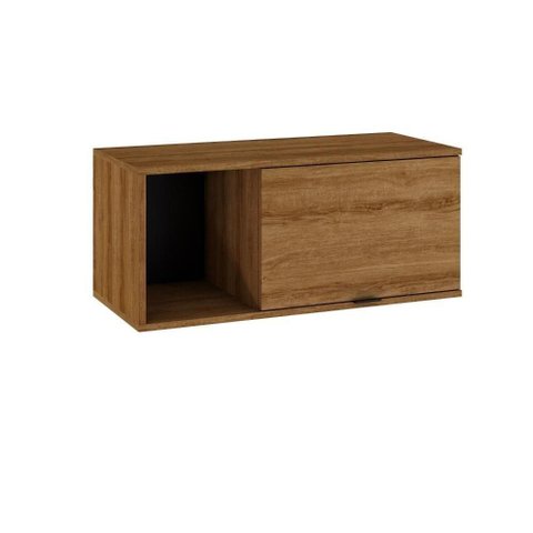 Armário Aéreo com Nicho e Porta Basculante 35x80x35cm Wlnp80 Lâmina Mel - Preto