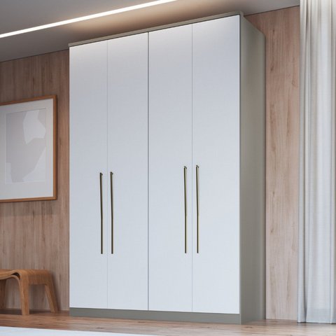 Guarda-Roupa Modulado 4 Portas Elegance Cinza/Niquel/Blanc