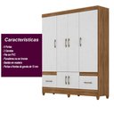 Ver imagem 3 de Guarda Roupa Casal Ms912 4 Portas 2 Gavetas Naturale - Branco - Moval
