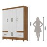 Guarda Roupa Casal Ms912 4 Portas 2 Gavetas Naturale - Branco - Moval - 5