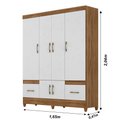 Ver imagem 4 de Guarda Roupa Casal Ms912 4 Portas 2 Gavetas Naturale - Branco - Moval