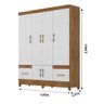 Guarda Roupa Casal Ms912 4 Portas 2 Gavetas Naturale - Branco - Moval - 4