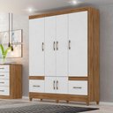 Ver imagem 1 de Guarda Roupa Casal Ms912 4 Portas 2 Gavetas Naturale - Branco - Moval