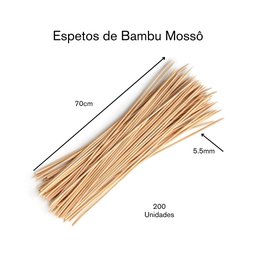 Espetos de Bambu Mossô 200un de 70cm X 5.5mm Nc Caieiras - 2