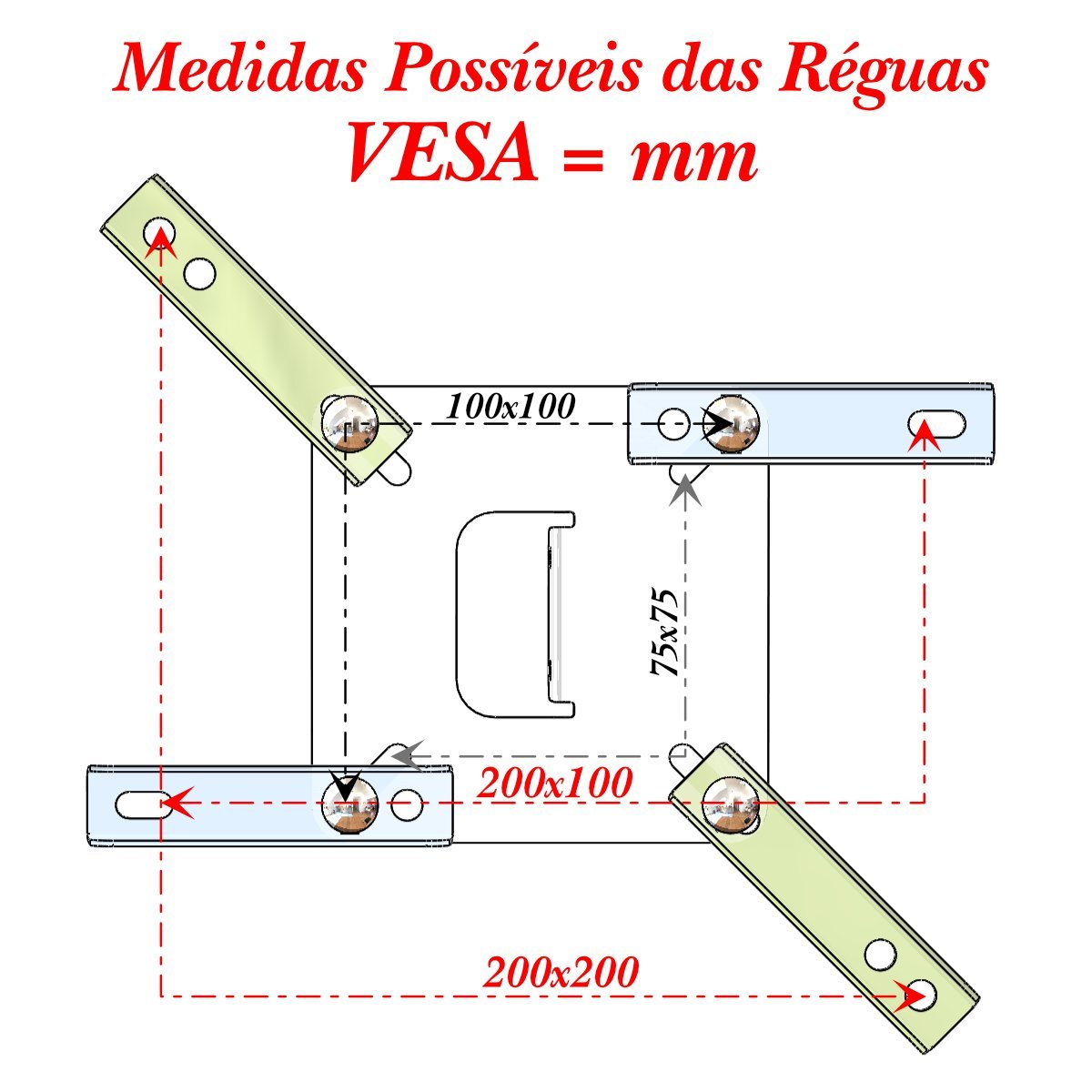 SUPORTE TV 10" a 42" VESA 200X200 2 MOVIMENTOS - Branco - 7