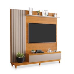 Painel Ripado Estante Tv até 65 Pol Rack com Porta Jacarta Freijó - Mani - 2