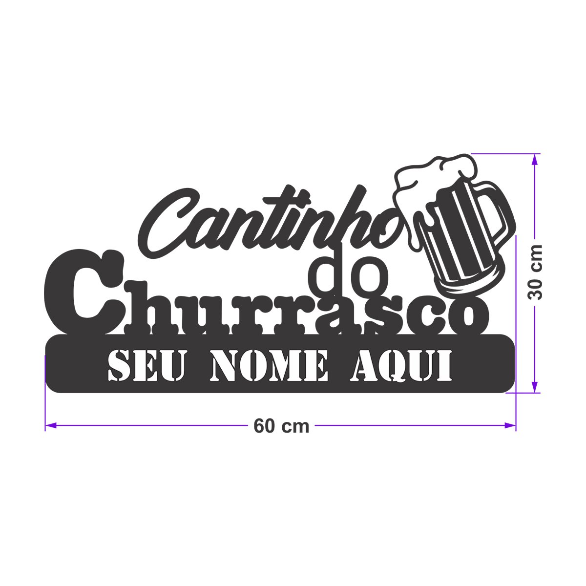 Placa Quadro Cantinho do Churrasco Personalizada Mdf 60x30cm - 2