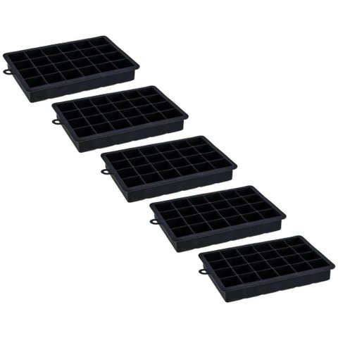 Kit 5 Formas de Gelo Silicone 24 Cubos Preto Weck Maleável Bar Restaurantes
