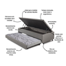 Bicama Box com Baú Solteirão Courino Linho Cinza 96x203 com Colchão Auxiliar Ecoflex - 5