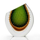 Ver imagem 1 de Vaso Em Cristal Murano Esmeralda E Âmbar - São Marcos 24Cm