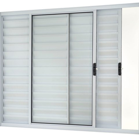 Janela Veneziana 3 Folhas Móveis sem Grade Vidro Liso 100x150cm Ecosul Esquadrisul Branco