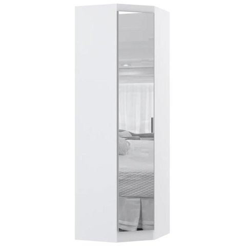 Guarda Roupa Canto Obliquo 70cm Espelho Taiga Branco L01 - Mpozenato