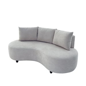 Sofa Orgânico Curvo Feijão 195cm Boucle Branco Venus Estofama