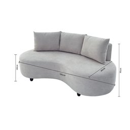 Sofa Orgânico Curvo Feijão 195cm Boucle Branco Venus Estofama - 3