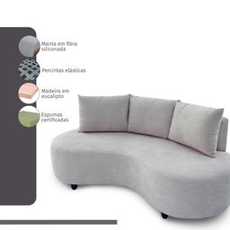 Sofa Orgânico Curvo Feijão 195cm Boucle Branco Venus Estofama - 4