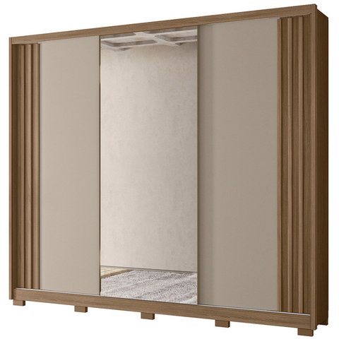 Guarda Roupa Casal 260cm 3 Portas Cali Carvalho/fendi Z17 - Mpozenato